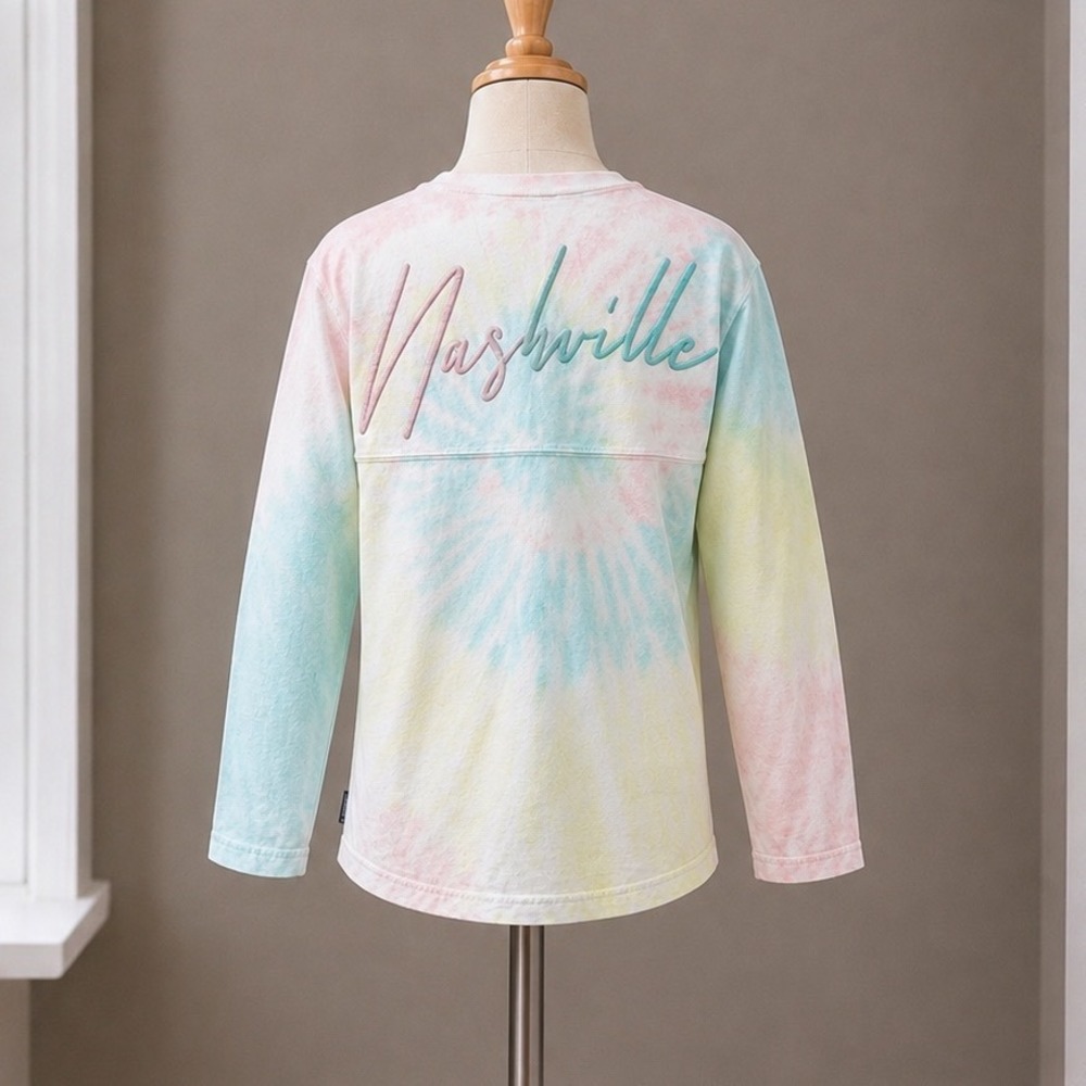 Spirit Jersey Nashville Pastel Tie Dye Long Sleeve Shirt Kids Medium M Cotton